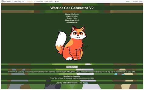 Thank you for using my generator perchance community (4h) tutorial. . Warrior cats character generator perchance